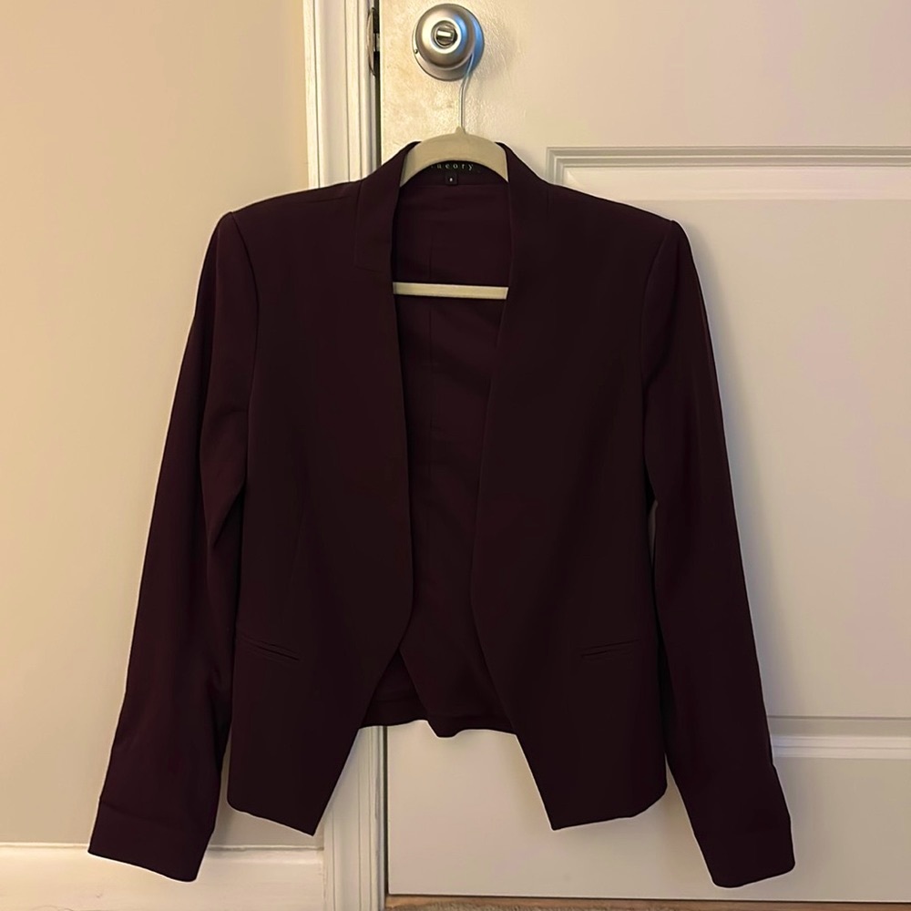 Theory structured maroon blazer